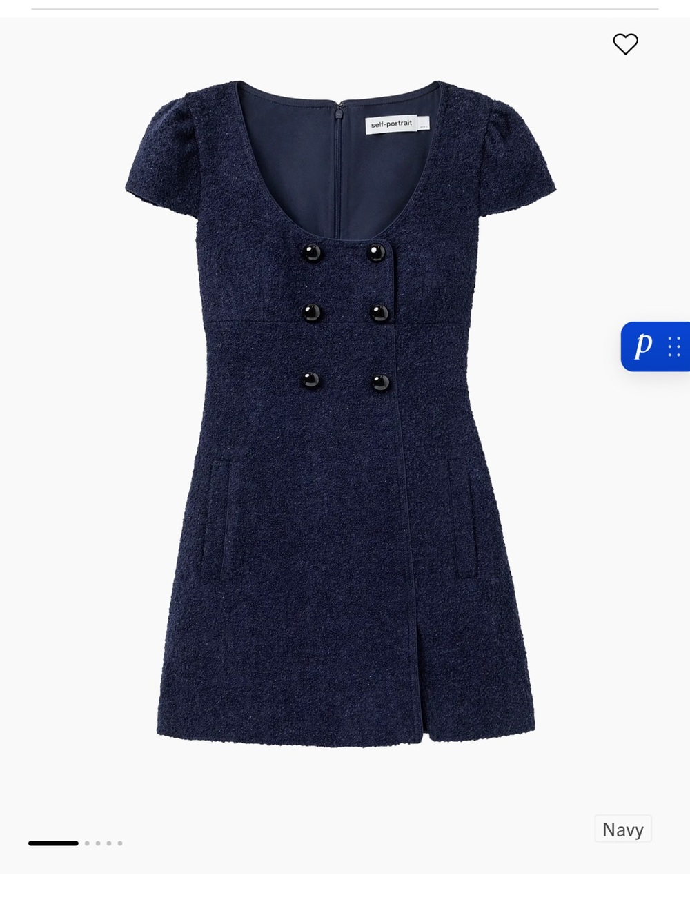 Self-Portrait Navy Textured Boucle Mini Dress